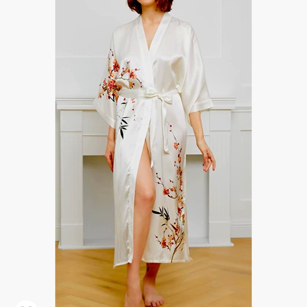 Ledamon Women's 100% Silk Kimono Long Robe
